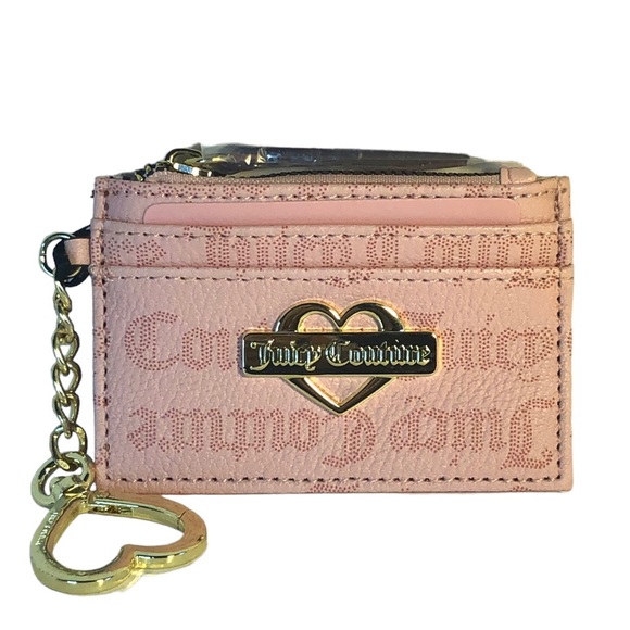 🚫SOLD❗️Juicy Couture Pink Macroon Logo Glam Heart Wristlet & Min Wallet Set NEW - Picture 4 of 5